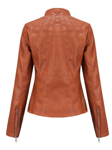 3 Color Long Sleeve PU Leather Motorcycle Jacket