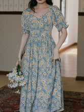 Load image into Gallery viewer, 1950S Vintage Daisy Puff Sleeve Fairy Dress