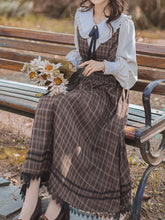 Load image into Gallery viewer, 2PS 1950S Regina Peter Pan Collar Long Sleeve Shirt And Plaid Lace Sundress Dress Suit
