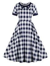 Load image into Gallery viewer, Crew Collar 1950S Vintage plaid Swing Dress