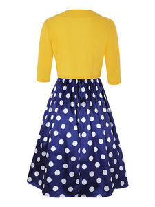 Polka Dot Printed Party 2 Piece 1950S Vintage Dress Set