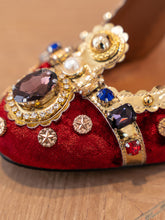 Load image into Gallery viewer, 10CM Luxury Pearls And Diamonds Chunky Heels Retro Shoes
