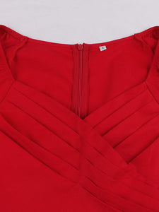 Red Sweet Heart Collar 1950S Swing Vintage Dress