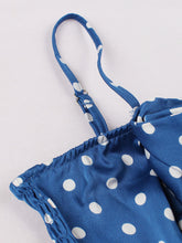 Load image into Gallery viewer, Blue And White Polka Dots Big Bow Swing Dress