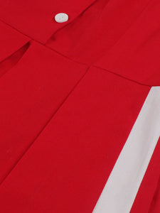 Lapel Collar Red And White Contrast Trim Vinatge Dress