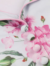 Load image into Gallery viewer, White Rose Flower V Neck 1950S Vintage Swing Dress