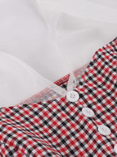 Load image into Gallery viewer, White Bowknot Collar Semi-Sheer Plaid 1950S Vintage Dress