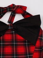Load image into Gallery viewer, Plaid Off the Shoulder High Waist Halter 1950 Dress