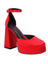 Load image into Gallery viewer, 12CM High Heel Fuchsia Square-Toe Platform Mary Jane Pump