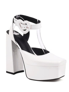 12CM High Heel Yellow Square Toe Platform Mary Jane Pump