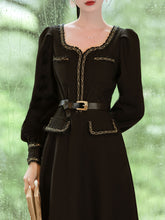Load image into Gallery viewer, Black Ballet Square Collar 1950S Vintage Little Black Dress