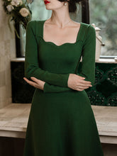 Load image into Gallery viewer, Dark Green The Marvelous Mrs.Maisel Same Style Long Sleeve Turtleneck Sweater Swing Dress
