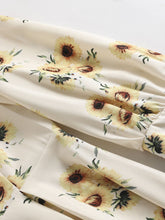 Load image into Gallery viewer, Yellow And White Sun Flower Print Long Sleeve Claasic Collar 1950S Dress