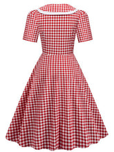 Load image into Gallery viewer, Bow Plaid Salior Collar 1950S Vintage Dress