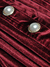 Load image into Gallery viewer, Royal Blue Peter Pan Collar Long Sleeve 1950S Velvet Vintage Dress With Pearl Button