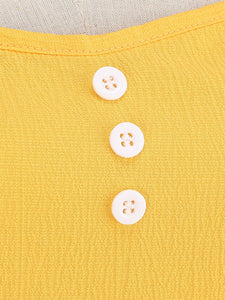 Yellow Cut Out Sleeveless 1950S Vinatge Dress With Pockets