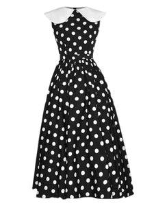 Black And White Polka Dots Big Peter Pan Collar 1950S Vinatge Dress