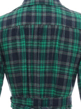Load image into Gallery viewer, Green Plaid 3/4 Sleeve Fake Two Piece Style 1950S Vintage Dress