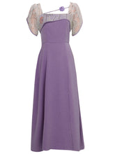 Load image into Gallery viewer, Lavender Flower Split 1950S Vintage Dress
