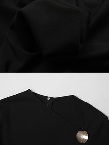Black Irregular Collar Bell Sleeve Sexy Mermaid Dress