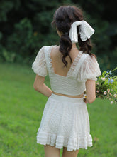 Load image into Gallery viewer, 2PS White Lace Fairy Vintage Two Piece Bikinis Swimwear Bathing Suit