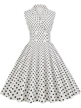 Load image into Gallery viewer, White Polka Dots Sleeveless 1950S Vintage Shirt Swing Dress