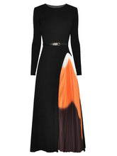 Load image into Gallery viewer, Black Knitted Sweater Maxi Dress Long Sleeve 1950S Vinatge Dress With Belt