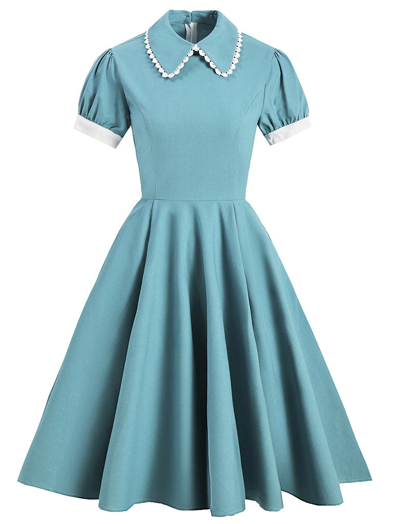 Lake Blue Peter Pan Collar 1950S Dress With Pockets