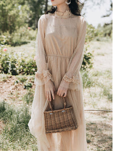 Romantic Fall Long Sleeve Vintage Knitting Vest Dress Set