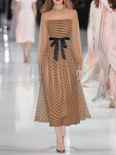 Load image into Gallery viewer, Honey Flocking Polka Dots Long Sleeve Maxi Party Dress