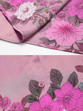 Load image into Gallery viewer, Purple Floral Print Long Sleeve 1940S Vintage Shirt Dress