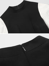 Load image into Gallery viewer, Black And White Lantern Long Sleeve 1940S Vintage Dress