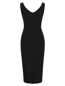 Solid Color Sweet Heart Collar 1950S Vintage Bodycon Dress