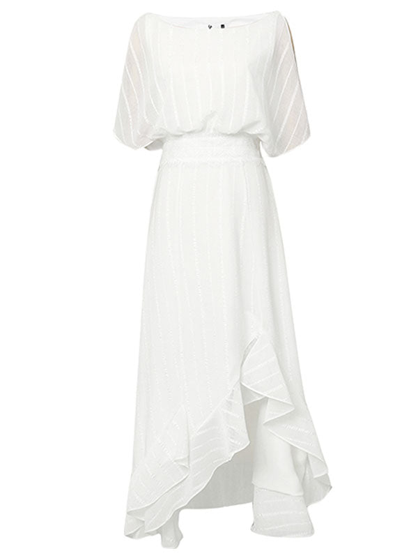 White Chiffon Vintage Maxi Dress With High low Hem  Jolly Vintage