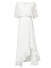 Load image into Gallery viewer, White Chiffon Vintage Maxi Dress With High low Hem