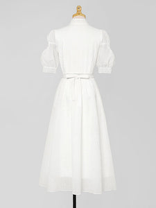 White Puff Long Sleeve Edwardian Revival Fariy Dress