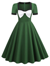 Load image into Gallery viewer, Green Big Bow Square Collar 1950S Vintage Dress