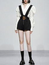 Load image into Gallery viewer, 2PS White Puff Sleeve 1950S Vintage Shirt And Black Shorts Suits