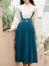 Load image into Gallery viewer, Embroidered Peter Pan Fall Long Sleeve Vintage Dress Set