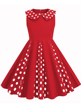 Load image into Gallery viewer, Kids Little Girls&#39; Dress Peter Pan Collar Polka Dot Cotton 1950S Vintage Dress