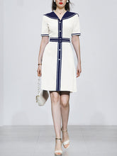 Load image into Gallery viewer, Navy Style Big Collar Salior 1950S Vintage Dress