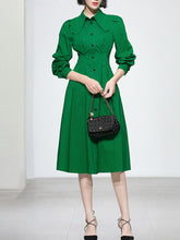 Load image into Gallery viewer, Green And Black Stripe Long Sleeve 1950S Halloween Vintage Dress