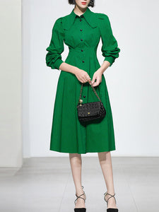 Green And Black Stripe Long Sleeve 1950S Halloween Vintage Dress
