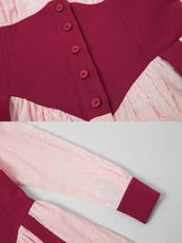 Load image into Gallery viewer, Pink Turn-Down Collar  Retro Corset Shirt Dress With Long Sleeve