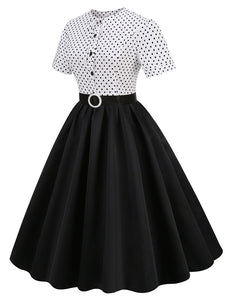White Polka Dots 1950S Vintage Dress