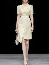 Load image into Gallery viewer, Apricot Lace Puff Short Sleeve Blazer Bud Dress