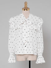 Load image into Gallery viewer, 2PS White V Neck Ruffles Long Sleeve Top With High Waist Wide Leg Pants Suit