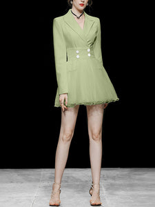Green Long Sleeve Tulle 1950S Vintage Blazer Dress Suit