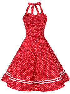 1950S Polka Dots Halter Sailor Style Dress