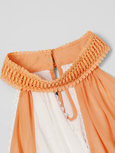 Load image into Gallery viewer, White And Orange Lace Halter Maxi Dress